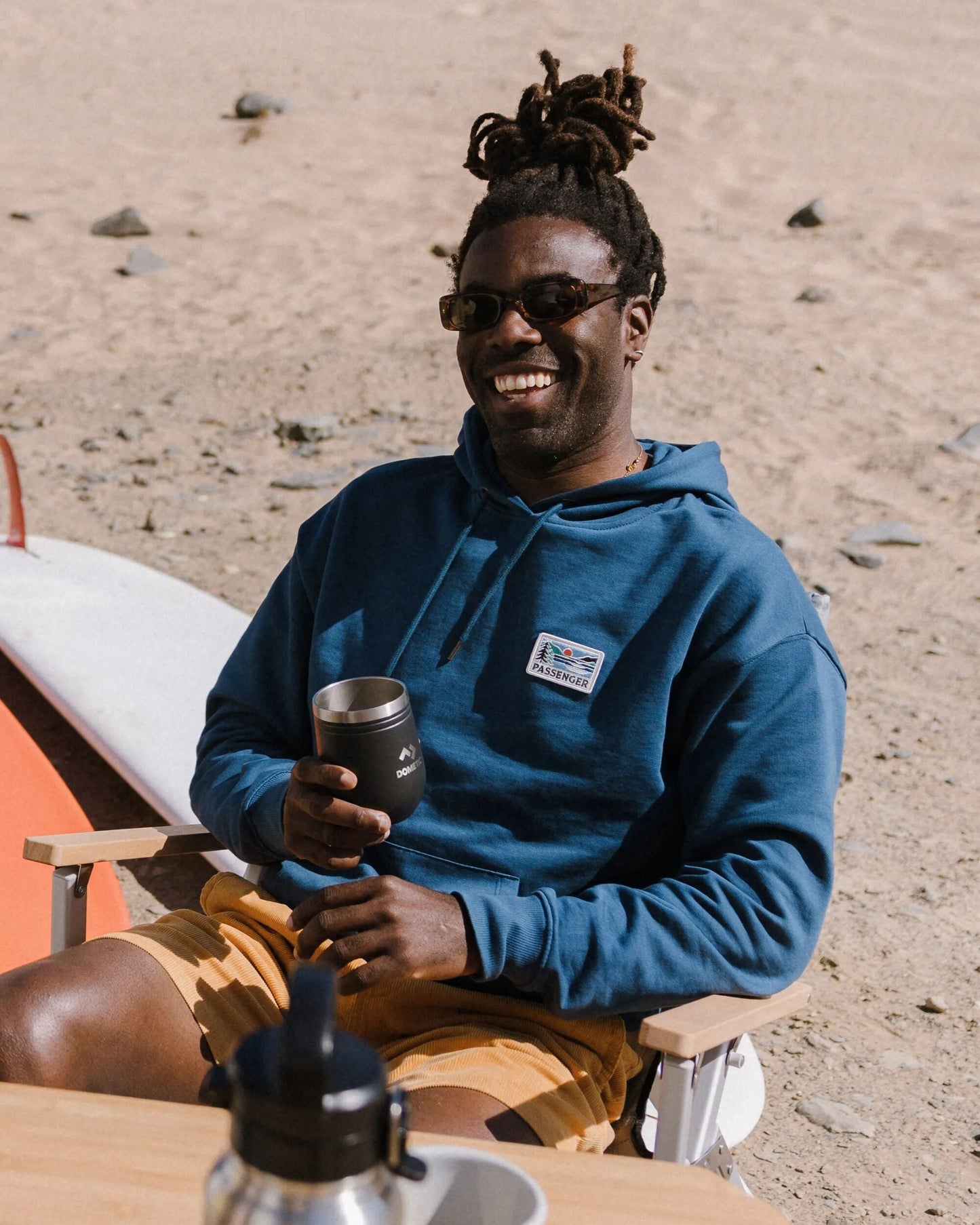 Roamer Patch Relaxed Fit Hoodie - Dark Denim