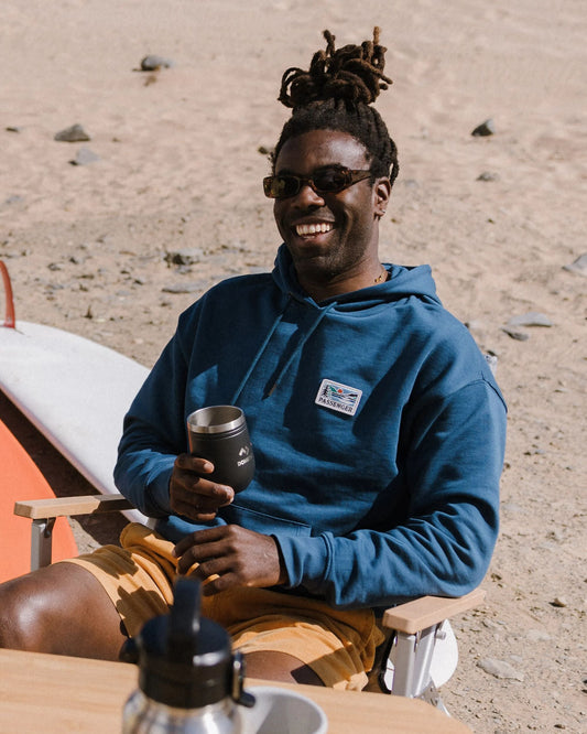 Roamer Patch Relaxed Fit Hoodie - Dark Denim