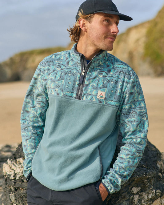 Set Off Recycled Polar 1/4 Zip Fleece - Elemental Geo Arctic