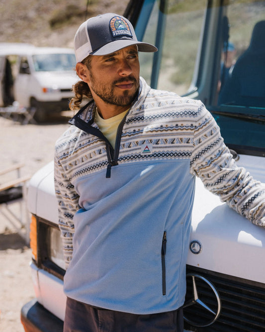 Set Off Recycled Polar 1/4 Zip Fleece - Geo Stripe Birch