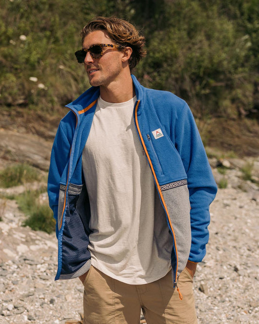 Ridge Full Zip Recycled Polar Fleece - True Blue/Grey Marl