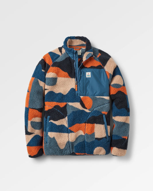 Offroad Recycled Sherpa 1/2 Zip Fleece - Vista Patchwork Dark Denim