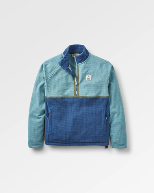 Overlook Recycled Grid Polar Fleece - Arctic/Dark Denim